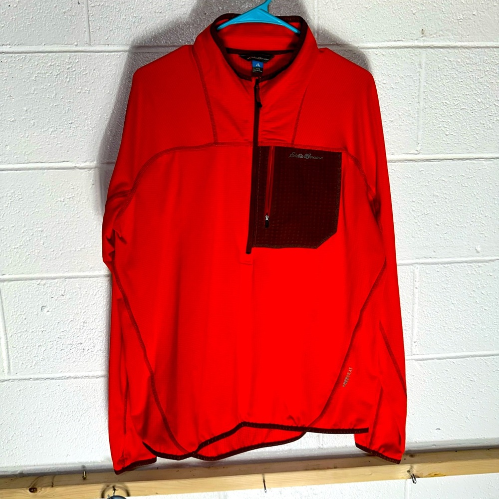 Eddie Bauer bright orange quarter zip Men’s Pullover - Size L soft comfortable